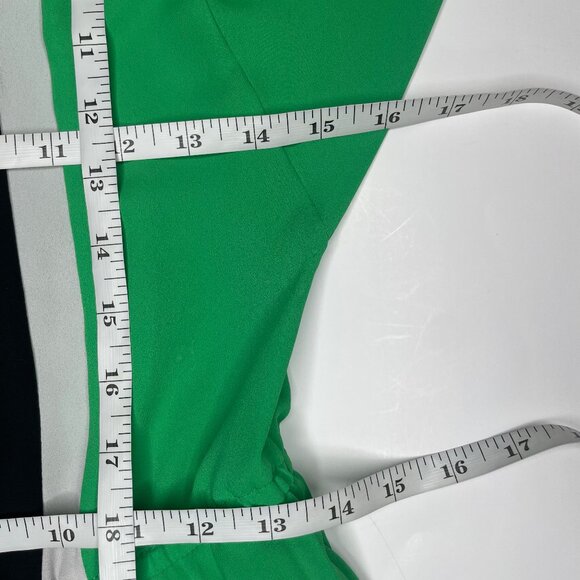 BCBGMAXAZRIA Iona Colorblock Pleated Cold Slit Shoulder Midi Dress - XS - Picture 9 of 13